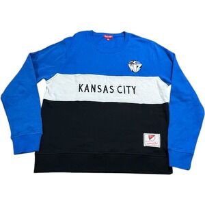 Mitchell Ness Womens KC MLS Soccer Sweatshirt Crewneck Blue Black White L